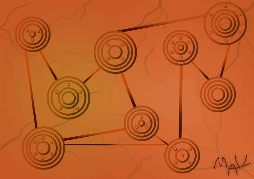 Rotondas vs Petroglifos vs Mapa vs Constelaciones vs Engranajes